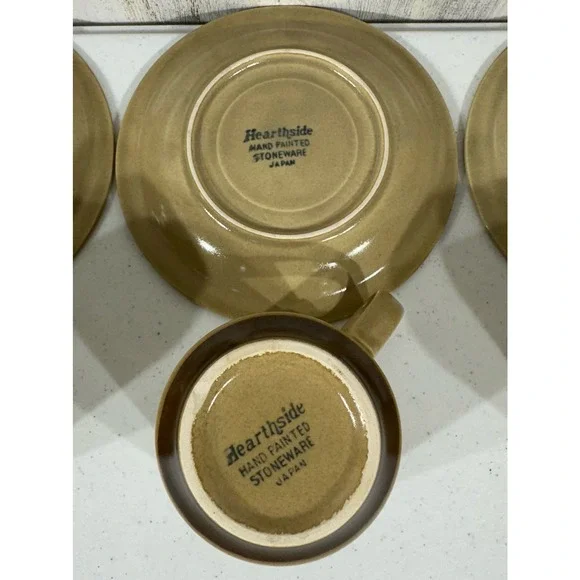 Hearthside Stoneware Dogwood 4 Cups 4 Saucers Hand Painted Japan MCM - Picture 11 of 16